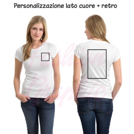 t-shirt uomo donna personalizzata stampa retro più lato cuore un colore